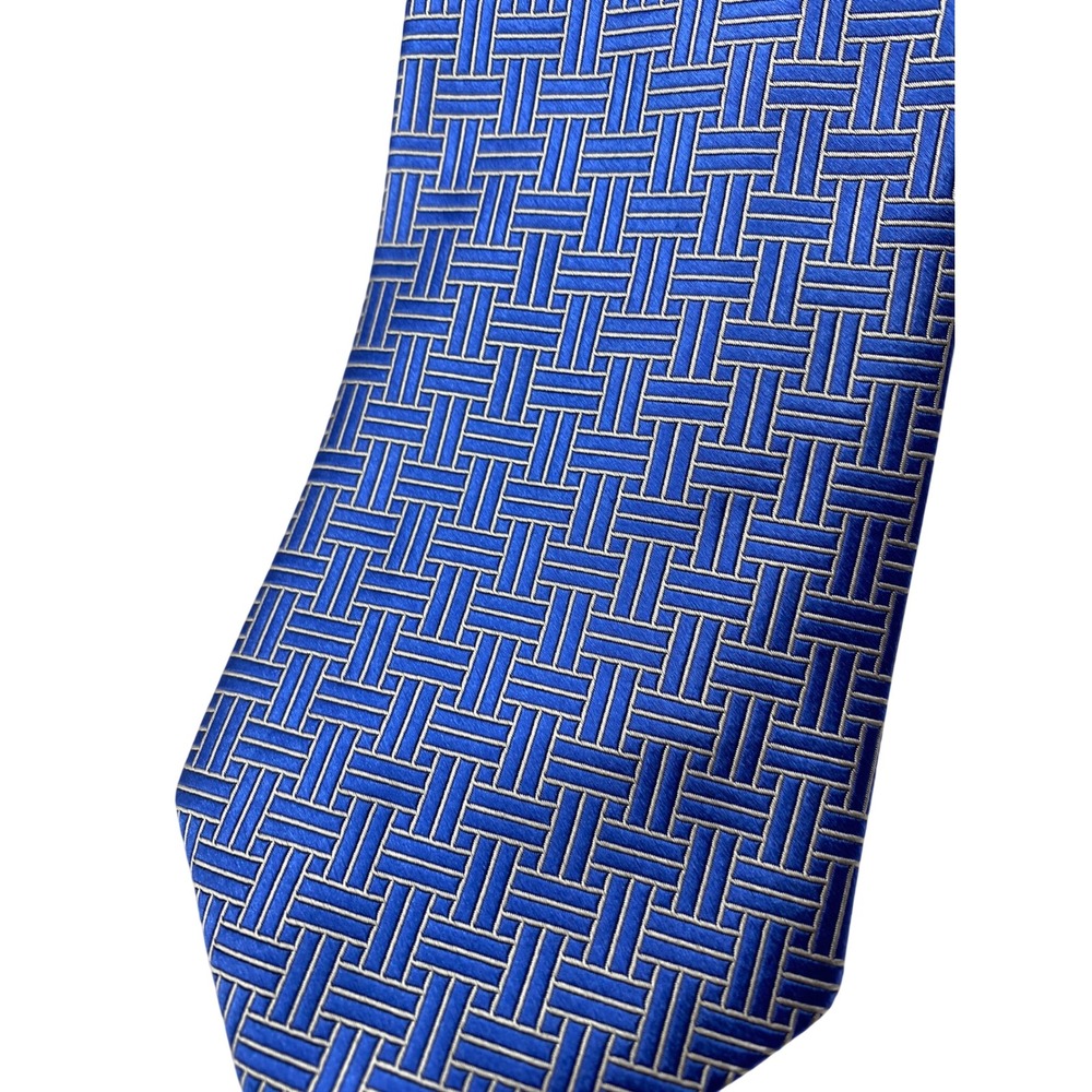 Ralph Lauren Mens Tie‎ Blue Geometric Pattern 100% Silk Necktie NWOT - Picture 2 of 5